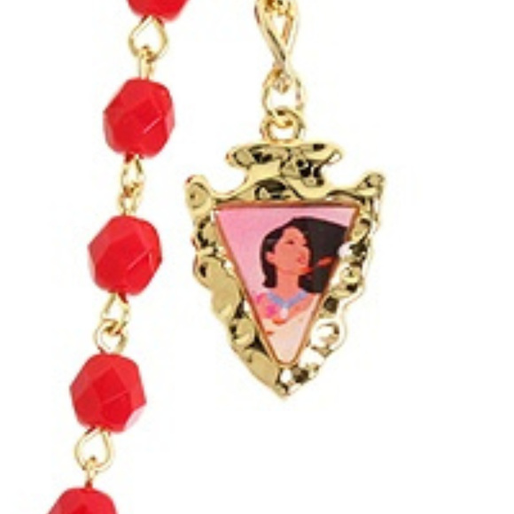 DISNEY COUTURE POCAHONTAS ROSARY RED BEAD/RED SWAROVSKI CRYSTAL NECKLACE**NEW! - Picture 2 of 5